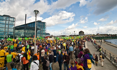 Manifestación anti-nuclear celebrada en Berlín en septiembre de 2009.¿Mantiene el movimiento ecologista su vigor de años atrás o pierde fuelle? Foto: Lauri Myllyvirta / Greenpeace Finland.