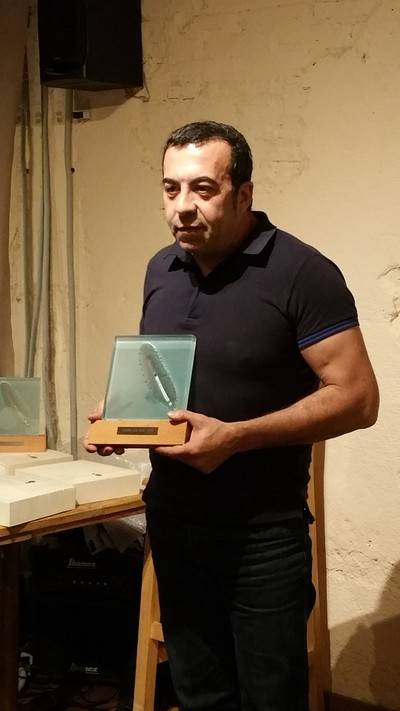 Ezequiel Navío, coordinador de la OAG del Cabildo de Lanzarote, recoge el Premio Vía Apia 2014.