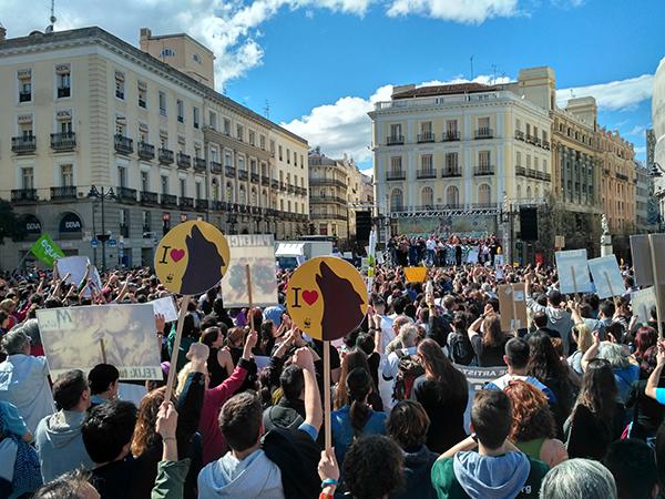 Manifestación en defensa del lobo celebrada el pasado 12 de marzo en la Puerta del Sol (Madrid), convocada por las mismas ONG que han presentado la PNL (foto: WWF España).