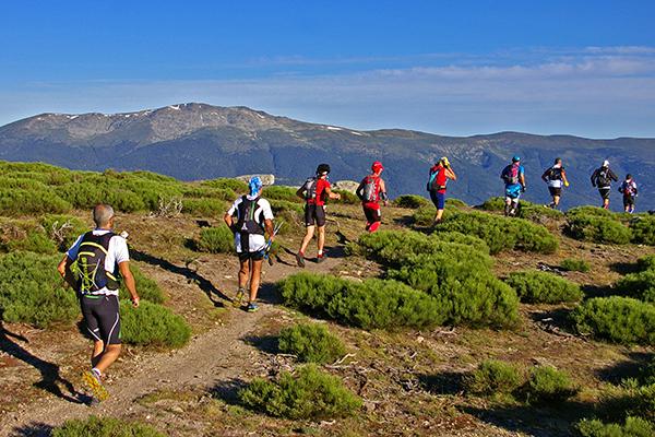 Varios corredores recorren la cuerda larga, en el Parque Nacional de la sierra de Guadarrama, durante el Gran trail de Peñalara en su edición de 2014 (foto: Julio Vías).

