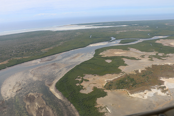 Vista aérea de los manglares de la nueva Reserva de la biosfera de las Quirimbas, en el norte de Mozambique (foto: Unesco/Djaffar Moussa-elkadhum).


