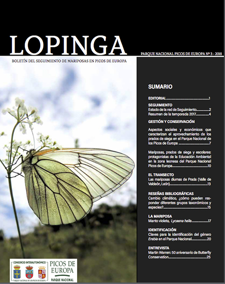 Portada del tercer número de la revista Lopinga, correspondiente a 2018.

