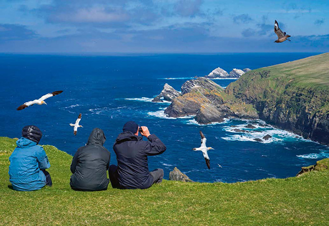 Observadores de aves en las islas Shetland (Escocia, Reino Unido). Foto: Philippe Clement / Shutterstock.

