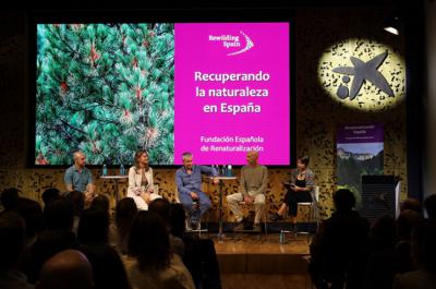 Momento de la presentación en CaixaForum Madrid de la nueva etapa de trabajo de Rewilding Spain.