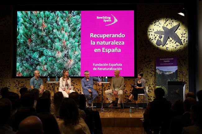 Momento de la presentación en CaixaForum Madrid de la nueva etapa de trabajo de Rewilding Spain.