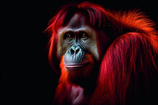 Retrato artístico de un orangután (dibujo: Julian / Adobe Stock).